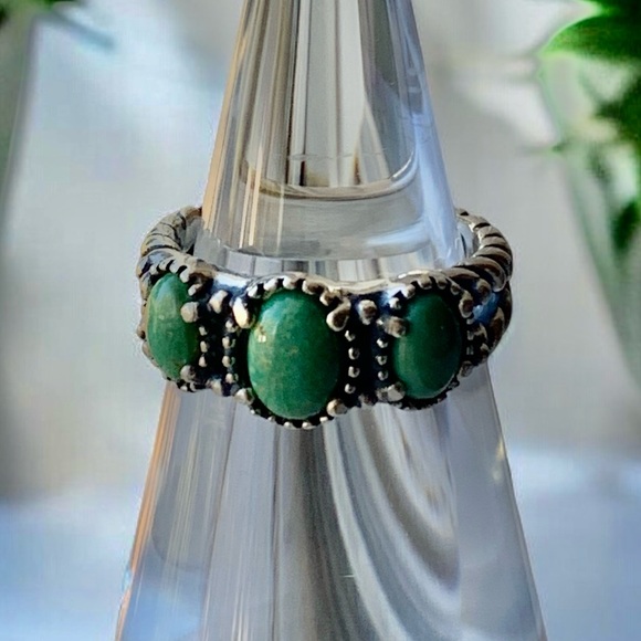 CAROLYN POLLACK American West Sterling Silver Green Turquoise Woman’s Ring